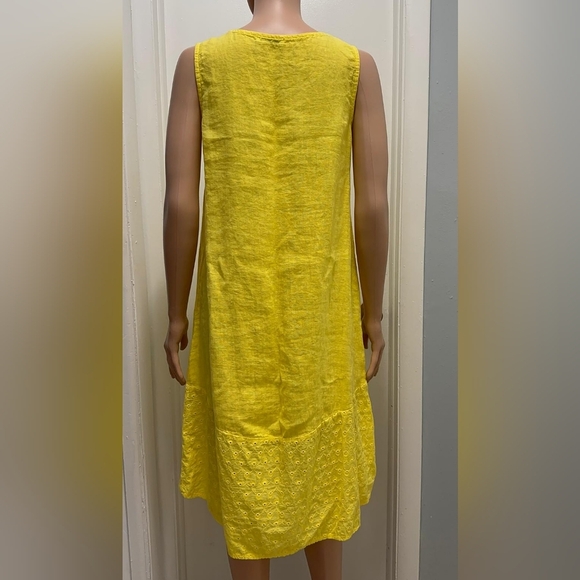 Terzo Millennio Women’s Yellow Linen Sleeveless Dress XS Made in Italy Summer Ca - Picture 5 of 9